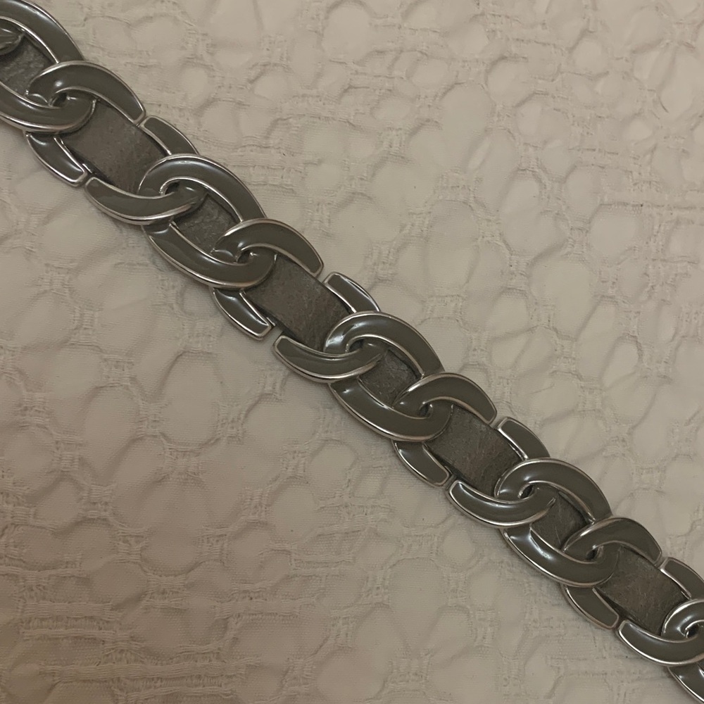 Taupe and Silver Chain Link Belt